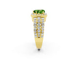 Yellow gold Heart Cut Halo Peridot Ring with Split Shank and Four-Prong Setting_2