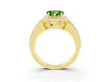 Yellow gold Heart Cut Halo Peridot Ring with Split Shank and Four-Prong Setting_3