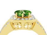 Yellow gold Heart Cut Halo Peridot Ring with Split Shank and Four-Prong Setting_4