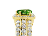 Yellow gold Heart Cut Halo Peridot Ring with Split Shank and Four-Prong Setting_5