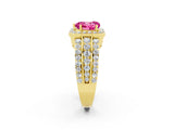 Yellow gold Heart Cut Halo Pink Sapphire Ring with Split Shank and Four-Prong Setting_26