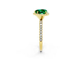 Yellow gold Heart Cut Halo Round Diamond Pavé Band Four-Prong Ring_2