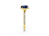 Yellow gold Heart Cut Halo Round Diamond Pavé Band Four-Prong Ring_2