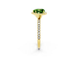 Yellow gold Heart Cut Halo Round Diamond Pavé Band Four-Prong Ring_2