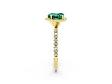 Yellow gold Heart Cut Halo Round Diamond Pavé Band Four-Prong Ring_2