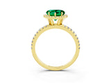 Yellow gold Heart Cut Halo Round Diamond Pavé Band Four-Prong Ring_3