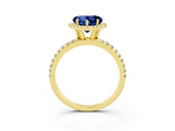 Yellow gold Heart Cut Halo Round Diamond Pavé Band Four-Prong Ring_3