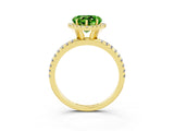 Yellow gold Heart Cut Halo Round Diamond Pavé Band Four-Prong Ring_3