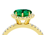 Yellow gold Heart Cut Halo Round Diamond Pavé Band Four-Prong Ring_4