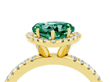 Yellow gold Heart Cut Halo Round Diamond Pavé Band Four-Prong Ring_4