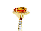Yellow gold Heart Cut Halo Round Diamond Pavé Band Four-Prong Ring_5