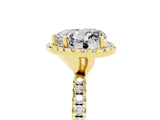 Yellow gold Heart Cut Halo Round Diamond Pavé Band Four-Prong Ring_5