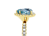 Yellow gold Heart Cut Halo Round Diamond Pavé Band Four-Prong Ring_5