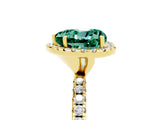 Yellow gold Heart Cut Halo Round Diamond Pavé Band Four-Prong Ring_5