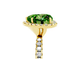 Yellow gold Heart Cut Halo Round Diamond Pavé Band Four-Prong Ring_5