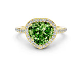 Yellow gold Heart Cut Halo Round Diamond Pavé Band with Four-Prong Setting