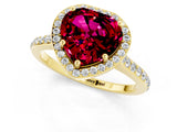 Yellow gold Heart Cut Halo Round Diamond Pavé Band with Four-Prong Setting_1