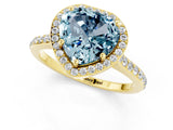 Yellow gold Heart Cut Halo Round Diamond Pavé Band with Four-Prong Setting_1