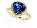 Yellow gold Heart Cut Halo Round Diamond Pavé Band with Four-Prong Setting_1