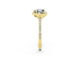 Yellow gold Heart Cut Halo Round Diamond Pavé Band with Four-Prong Setting_2