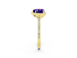 Yellow gold Heart Cut Halo Round Diamond Pavé Band with Four-Prong Setting_2