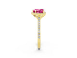 Yellow gold Heart Cut Halo Round Diamond Pavé Band with Four-Prong Setting_2