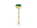Yellow gold Heart Cut Halo Round Diamond Pavé Band with Four-Prong Setting_2