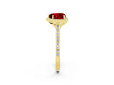 Yellow gold Heart Cut Halo Round Diamond Pavé Band with Four-Prong Setting_2