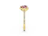 Yellow gold Heart Cut Halo Round Diamond Pavé Band with Four-Prong Setting_2