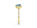 Yellow gold Heart Cut Halo Round Diamond Pavé Band with Four-Prong Setting_2