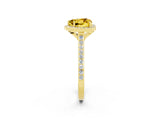 Yellow gold Heart Cut Halo Round Diamond Pavé Band with Four-Prong Setting_2