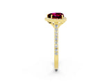 Yellow gold Heart Cut Halo Round Diamond Pavé Band with Four-Prong Setting_2