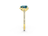 Yellow gold Heart Cut Halo Round Diamond Pavé Band with Four-Prong Setting_2