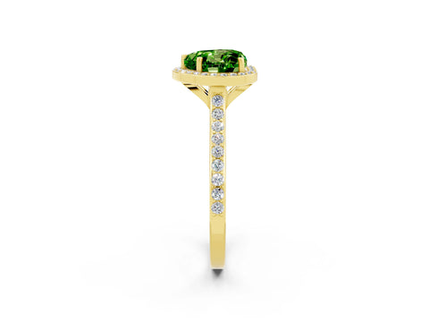Yellow gold Heart Cut Halo Round Diamond Pavé Band with Four-Prong Setting_2