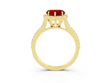 Yellow gold Heart Cut Halo Round Diamond Pavé Band with Four-Prong Setting_3