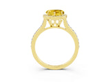 Yellow gold Heart Cut Halo Round Diamond Pavé Band with Four-Prong Setting_3