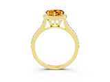 Yellow gold Heart Cut Halo Round Diamond Pavé Band with Four-Prong Setting_3