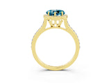 Yellow gold Heart Cut Halo Round Diamond Pavé Band with Four-Prong Setting_3