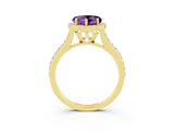 Yellow gold Heart Cut Halo Round Diamond Pavé Band with Four-Prong Setting_3