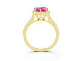 Yellow gold Heart Cut Halo Round Diamond Pavé Band with Four-Prong Setting_3