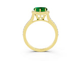 Yellow gold Heart Cut Halo Round Diamond Pavé Band with Four-Prong Setting_3