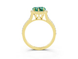 Yellow gold Heart Cut Halo Round Diamond Pavé Band with Four-Prong Setting_3