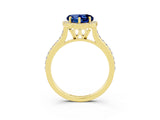 Yellow gold Heart Cut Halo Round Diamond Pavé Band with Four-Prong Setting_3