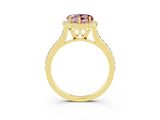 Yellow gold Heart Cut Halo Round Diamond Pavé Band with Four-Prong Setting_3