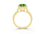 Yellow gold Heart Cut Halo Round Diamond Pavé Band with Four-Prong Setting_3