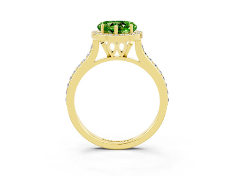 Yellow gold Heart Cut Halo Round Diamond Pavé Band with Four-Prong Setting_3