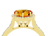 Yellow gold Heart Cut Halo Round Diamond Pavé Band with Four-Prong Setting_4
