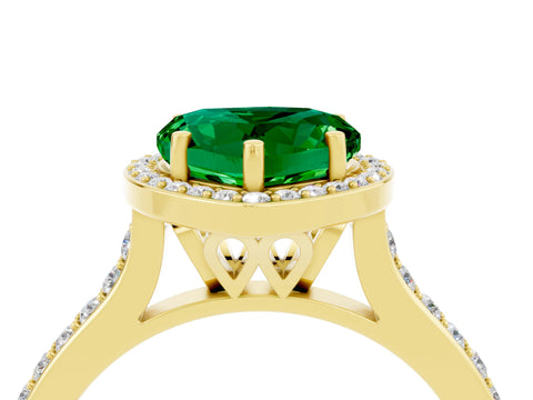 Yellow gold Heart Cut Halo Round Diamond Pavé Band with Four-Prong Setting_4