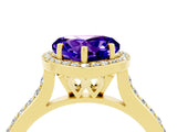 Yellow gold Heart Cut Halo Round Diamond Pavé Band with Four-Prong Setting_4