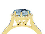 Yellow gold Heart Cut Halo Round Diamond Pavé Band with Four-Prong Setting_4
